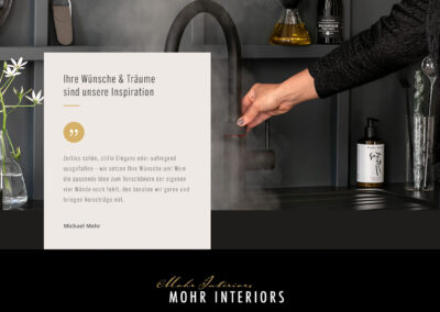 Hand an Wasserhahn, Webseite von Mohr Interiors